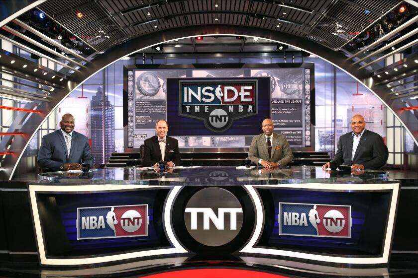 Shaquille O'Neal, Ernie Johnson, Kenny Smith and Charles Barkley on "Inside the NBA."