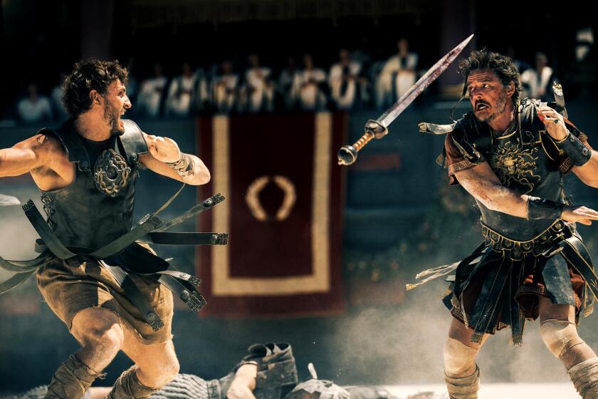 Paul Mescal plays Lucius and Pedro Pascal plays General Acacius in Gladiator II from Paramount Pictures.