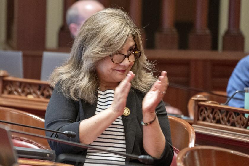 FILE - State Senator Marie Alvarado-Gil, D-Jackson, at the Capitol in Sacramento, Calif., Monday, July 10, 2023. Alvarado-Gil announced Thursday, Aug. 8, 2024, that she is switching to the Republican Party. (AP Photo/Rich Pedroncelli,File)