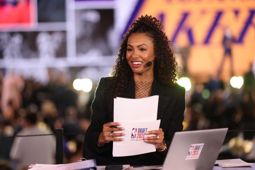 Malika Andrews smiles during the 2024 NBA Draft - Round One on June 26, 2024 at Barclays Center in Brooklyn, New York. 