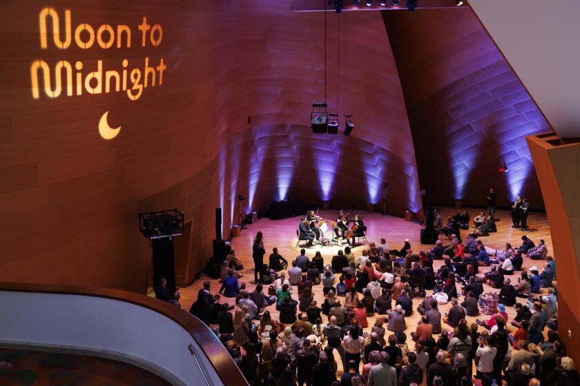 The Calder Quartet performs in Walt Disney Concert Hall's  BP Hall during the L.A Phil's "Noon to Midnight" marathon.