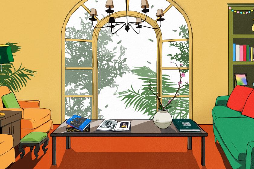 An illustration of a living room featuring a few coffee table books.