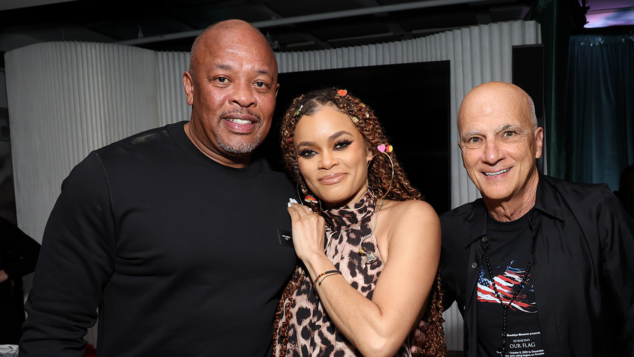Dr. Dre, Andra Day, and Jimmy Iovine attend Iovine and Young Center for High School Education Benefit Auction hosted by Sotheby's at Private Residence on February 27, 2024 in Los Angeles, California.